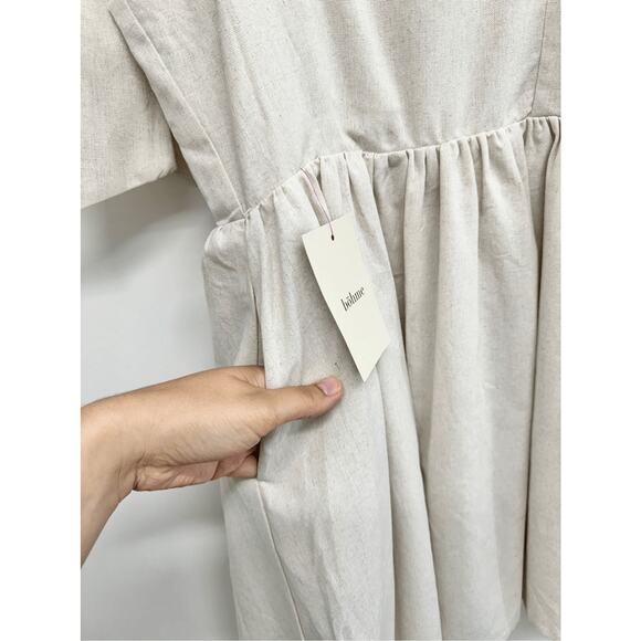 MIOU MUSE Dress Size Small Bow Tie A-Line Mini Linen Blend New - Picture 7 of 12